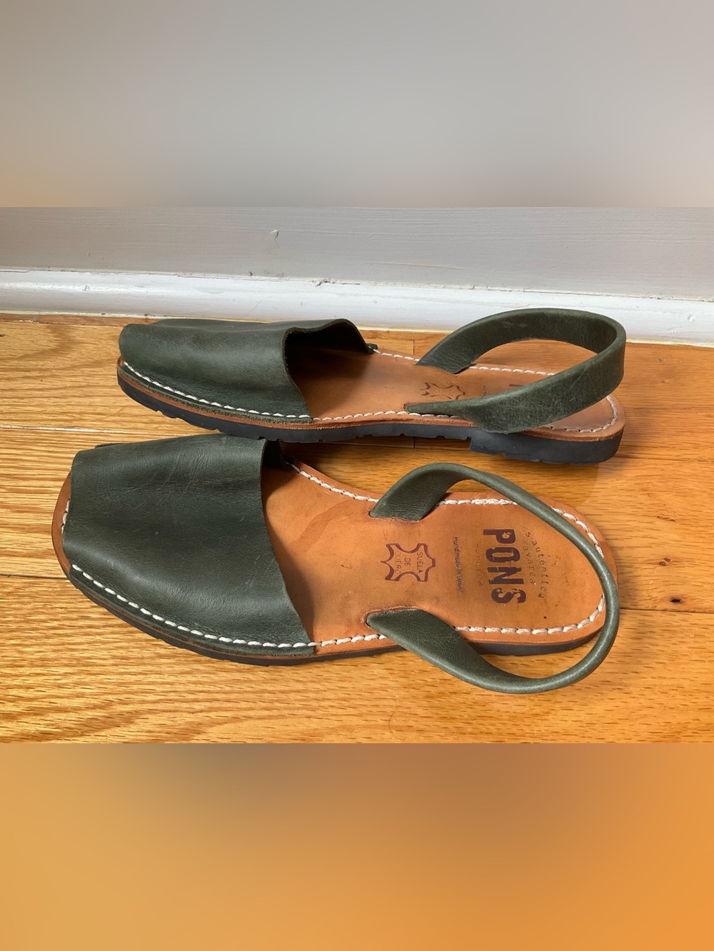 PONS Avarcas Green Back Strap Open Toe Sandal - 37 - Picture 3 of 8